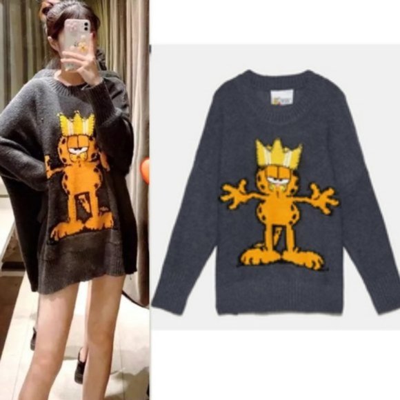 Zara Garfield Jacquard Cartoon Knit 